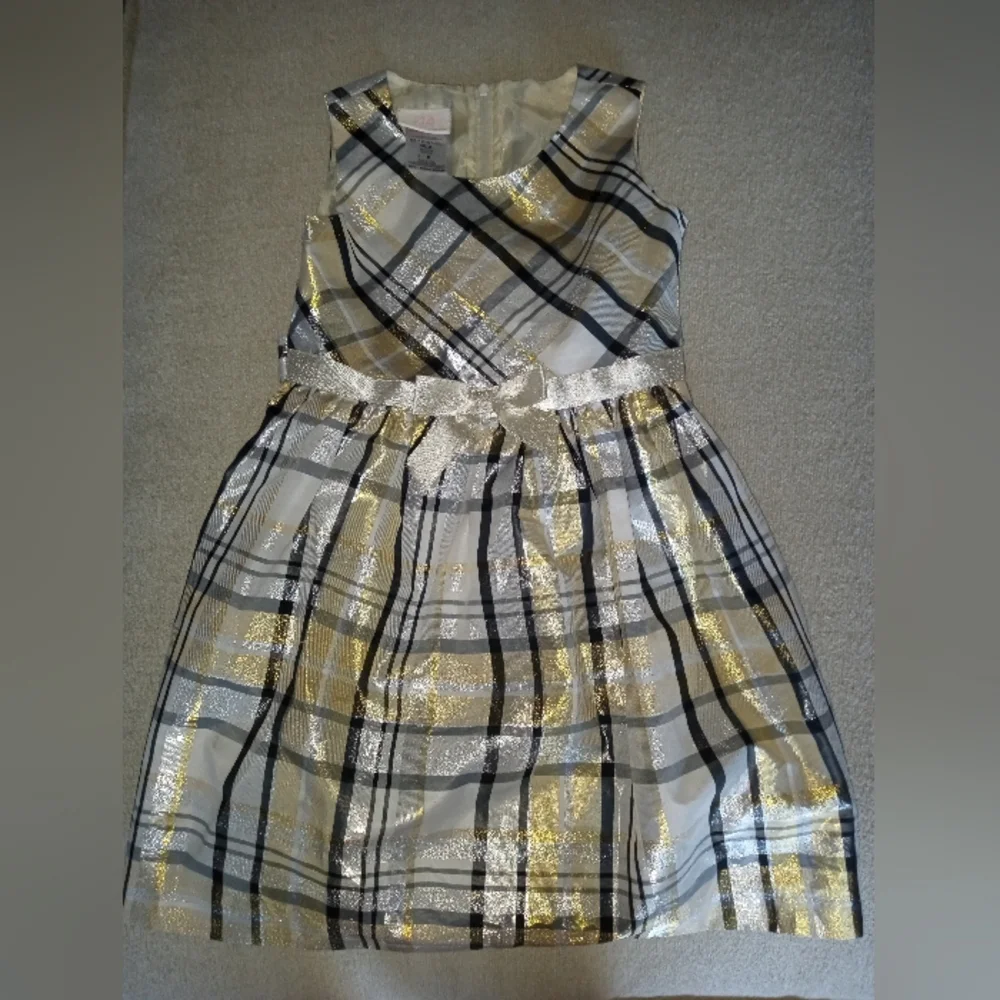 Bonnie Jean Gold Plaid Formal Dress, Size 6 - Picture 2 of 2